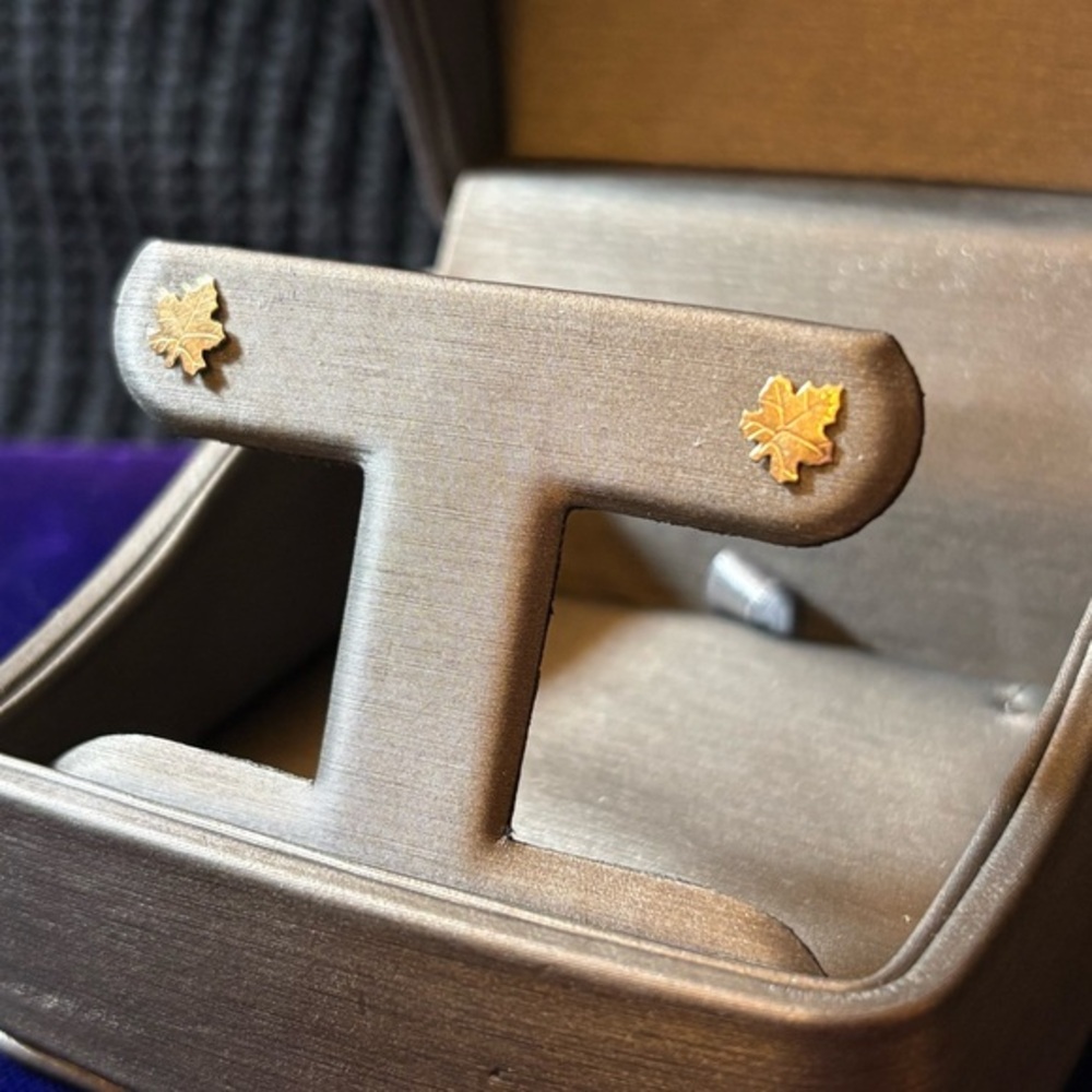 Sterling Gilt Maple Leaf Stud Earrings